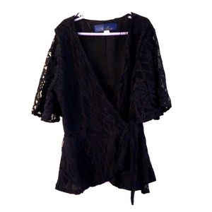 Black lace tie shirt